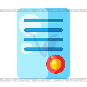 Certificate. Cartoon stylized item. Icon - stock vector clipart
