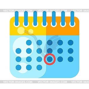 Calendar. Cartoon stylized item. Icon - vector clip art