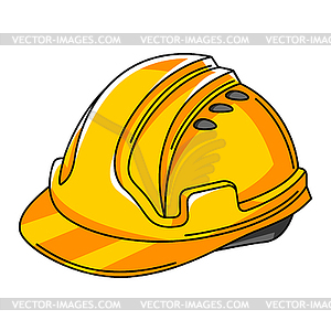 Yellow helmet. Housing construction item. Industria - vector clipart