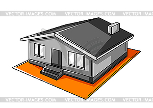 Single storey house. Housing construction item. - vector image