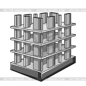Высотное бетонное здание. Жилищное строительство - иллюстрация в векторе
