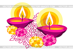 Happy Diwali greeting card. Deepavali or dipavali - vector image