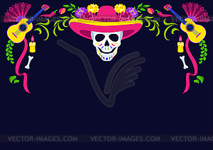 Day of Dead decorative frame. Dia de los muertos. - vector image