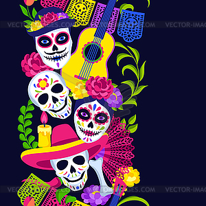 Day of Dead seamless pattern. Dia de los muertos. - vector EPS clipart