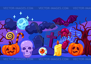 Happy Halloween seamless pattern with celebration - vector image