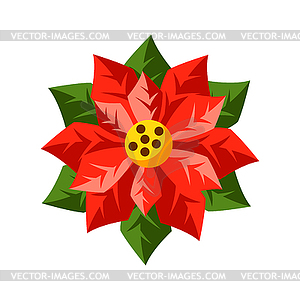 Merry Christmas poinsettia flower. Holiday icon in - vector clipart