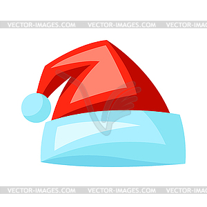 Merry Christmas Santa hat. Holiday icon in cartoon - vector clipart