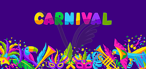 Карнавальная вечеринка фон с символами празднования - векторное изображение