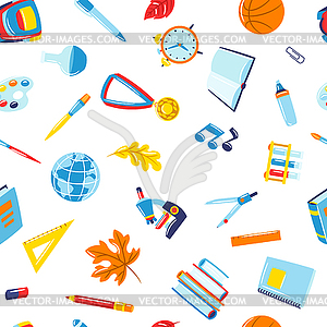 School seamless pattern with education items. - vector image