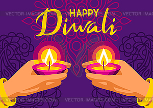 Happy Diwali greeting card. Deepavali or dipavali - vector clipart