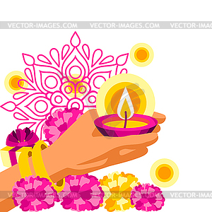 Happy Diwali greeting card. Deepavali or dipavali - vector clipart