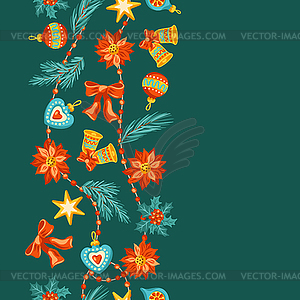 Merry Christmas seamless pattern. Holiday backgroun - vector image