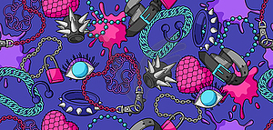 Seamless pattern with youth subculture symbols. - royalty-free vector clipart