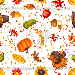 Happy Thanksgiving Day seamless pattern. - vector image