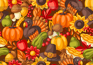 Happy Thanksgiving Day seamless pattern. - vector clipart