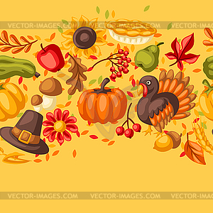 Happy Thanksgiving Day seamless pattern. - vector clipart