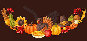 Happy Thanksgiving Day decoretions. Design with - vector image