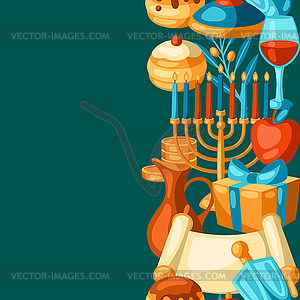 Happy Hanukkah seamless pattern with religious - vector clipart