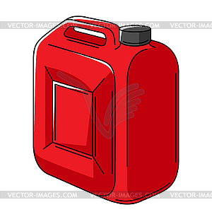 Car plastic canister with gasoline. Auto center - vector clipart