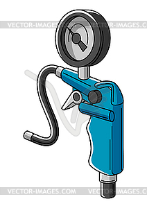 Car tire inflation pump. Auto center repair item. - vector image