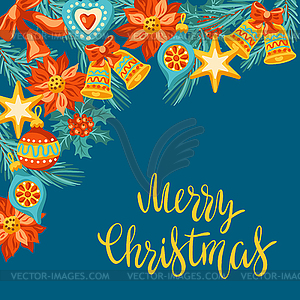 Merry Christmas invitation or greeting card. Holida - vector image