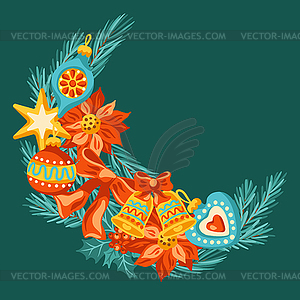 Merry Christmas decoration design. Holiday in - vector clipart