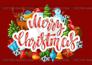 С Рождеством Христовым приглашение или поздравительная открытка. Holida - векторная иллюстрация