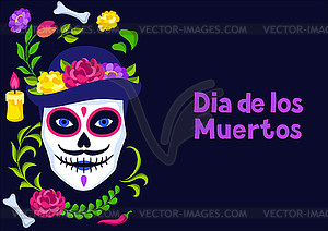 Day of Dead greeting card. Dia de los muertos. - vector image