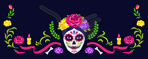 Day of Dead decorative frame. Dia de los muertos. - vector image