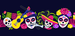 Day of Dead seamless pattern. Dia de los muertos. - vector image