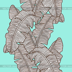 Seamless pattern with stylized banana palm leaves. - vector clipart