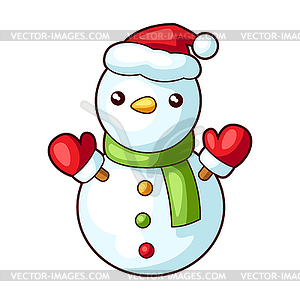 Snowman. Sweet Merry Christmas item. Cute symbol - vector clip art