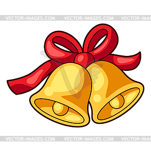 Bells with ribbon. Sweet Merry Christmas item. - vector clipart / vector image