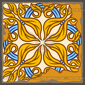 Portuguese azulejo vintage ceramic tile pattern. Ol - vector image