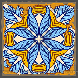 Portuguese azulejo vintage ceramic tile pattern. Ol - vector image