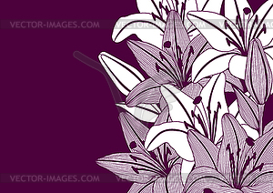 Background with stylized lily flowers. Decorative - vector clipart