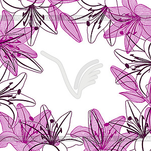 Background with stylized lily flowers. Decorative - vector clip art