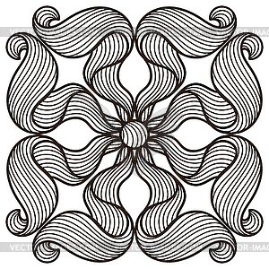 Ceramic tile pattern with wave line curls. - vector clipart