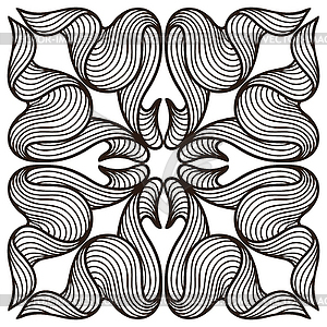 Ceramic tile pattern with wave line curls. - vector image