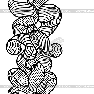 Seamless pattern with wave line curls. Monochrome - vector image