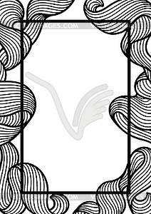 Frame with wave line curls. Monochrome stripes blac - vector clip art