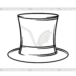 Шляпа цилиндр. Черно-белое стилизованное изображение - рисунок в векторном формате