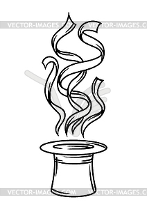 Magician cylinder of which belts fly out. Trick or - vector clip art