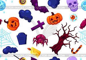 Happy Halloween seamless pattern with celebration - vector image