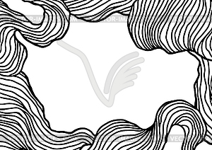 Frame with wave line curls. Monochrome stripes blac - vector image