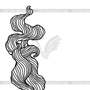 Background with wave line curls. Monochrome - vector image