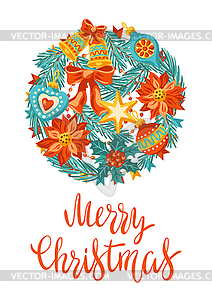 Merry Christmas invitation or greeting card. Holida - vector image