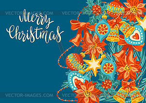 Merry Christmas invitation or greeting card. Holida - vector clip art