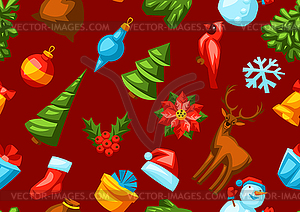 Merry Christmas seamless pattern. Holiday backgroun - vector clipart