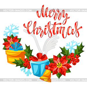 Merry Christmas invitation or greeting card. Holida - vector image